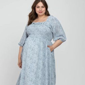 Light Blue Smocked Midi Dress, 2XL, NWT